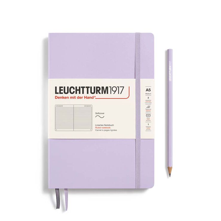 Libreta Leuchtturm A5 tapa blanda raya lila