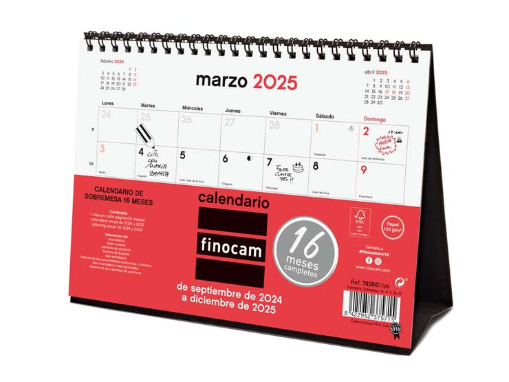 Calendario sobremesa Finocam 16 meses 21x15cm cas 24-25