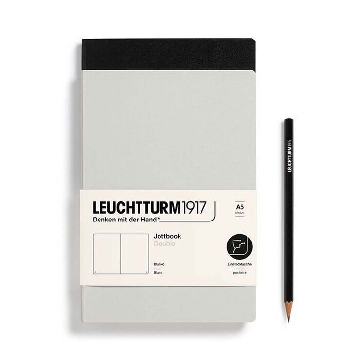 Llibreta Leuchtturm Jottbook double A5 tapa tova llis grey/black
