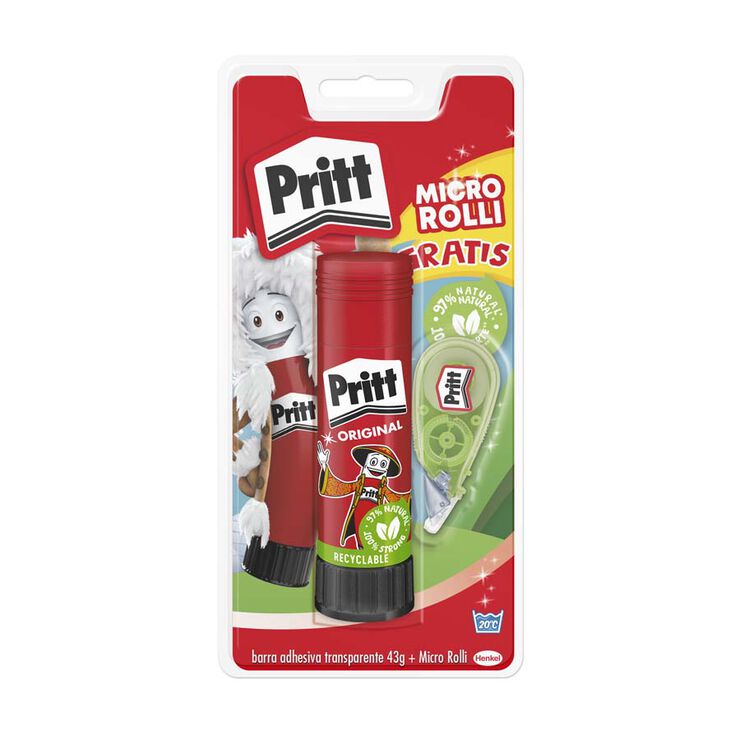 Barra adhesiva Pritt 43g + Cinta correctora Micro