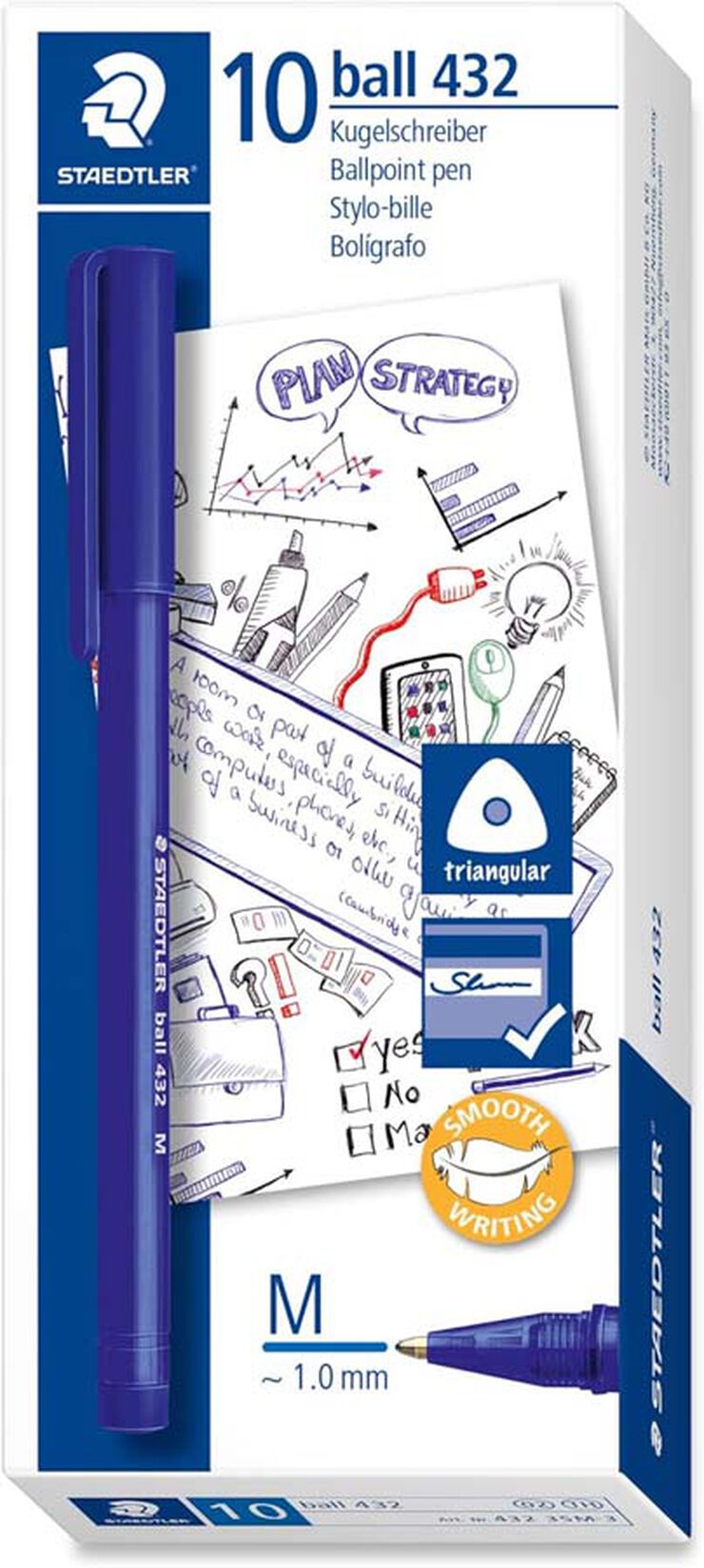 Bolígrafo Staedtler 432 M azul 10u