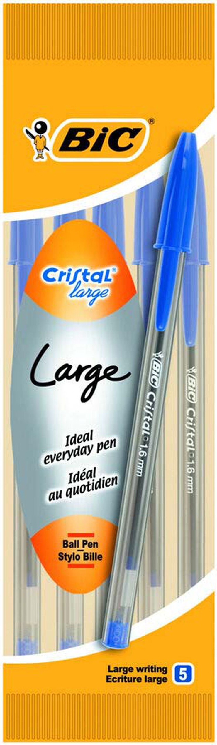 Bolígrafos Bic Cristal Large azul 5u