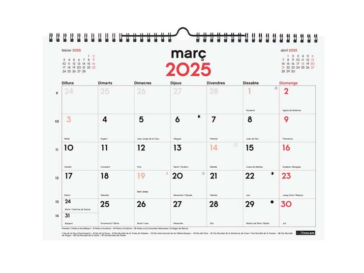 Calendario pared 16 meses Finocam 34x24cm cat 24-25