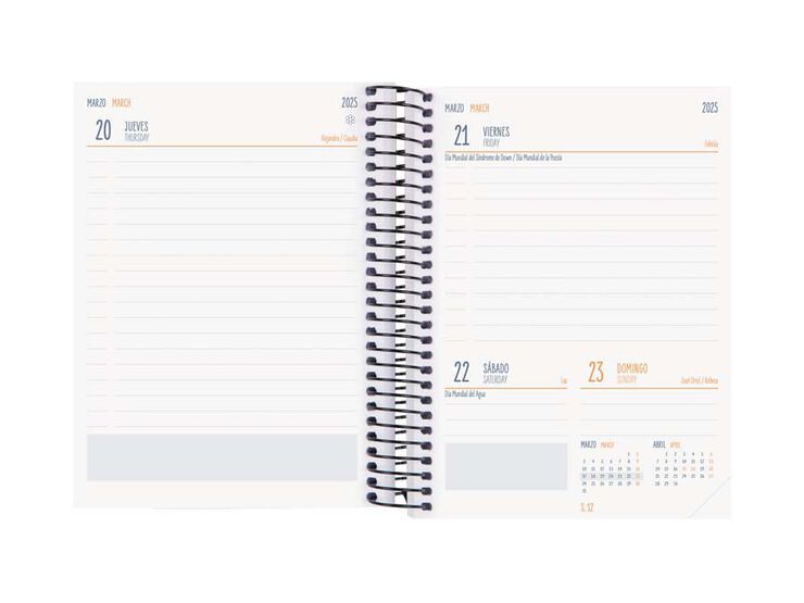 Agenda escolar Finocam Secundaria 1/8 día/pág cas 24-25 negro