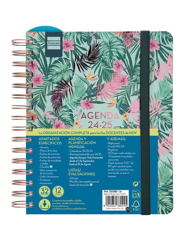 Agenda Finocam Magistral Design 1/4 setm/vista cas 24-25 Tropic