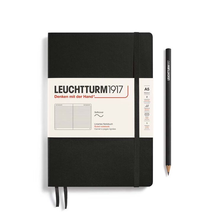 Libreta Leuchtturm A5 tapa blanda raya black