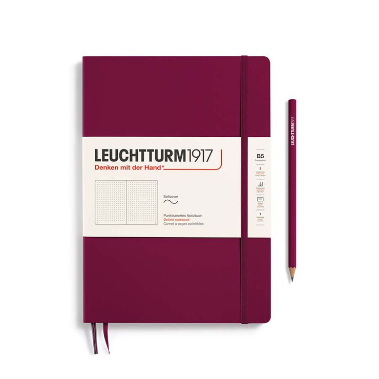 Libreta Leuchtturm B5 tapa blanda dots port red