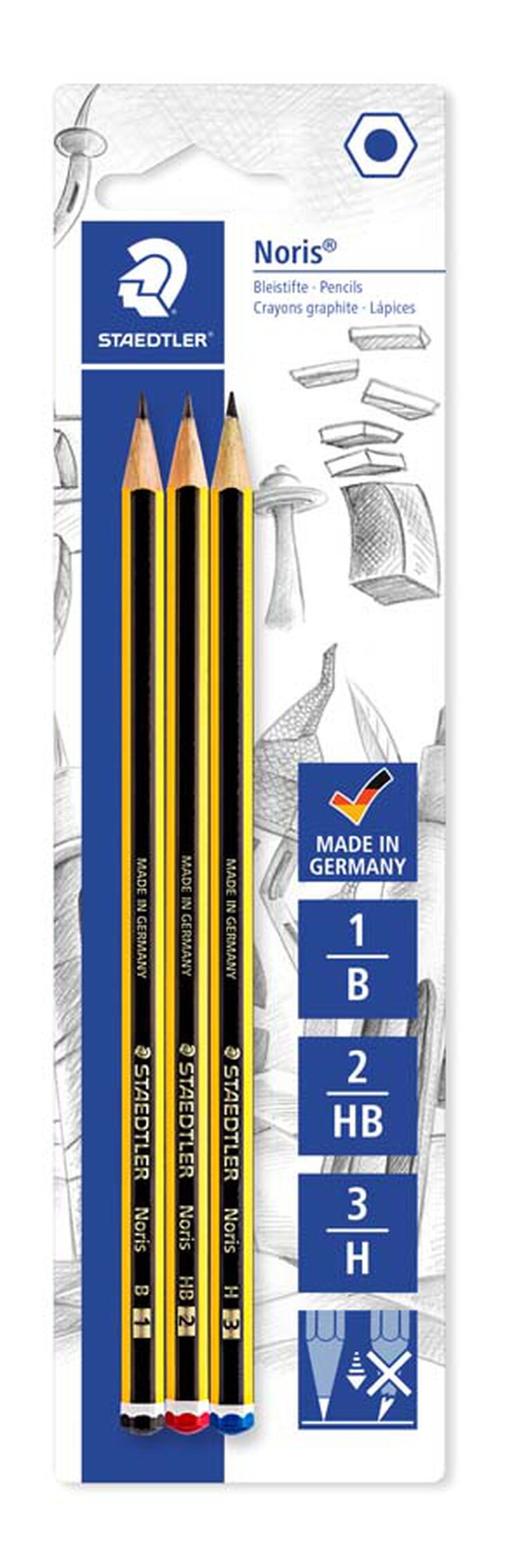 Lápices Staedtler Noris B/HB/H 3u