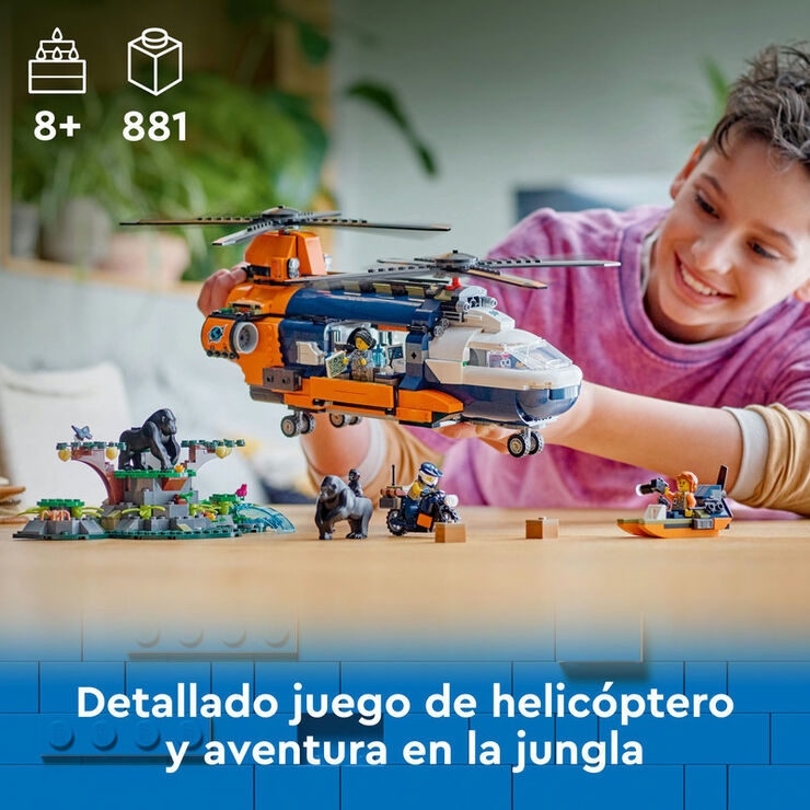 LEGO® City Exploradores de la Jungla: Helicóptero en Campamento Base 60437