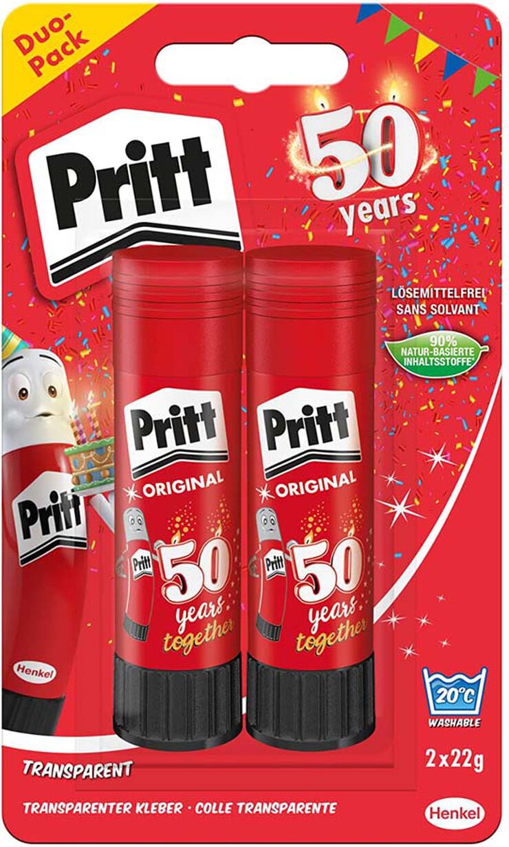 Cola adhesiva en barra Pritt 22gr 2+1u