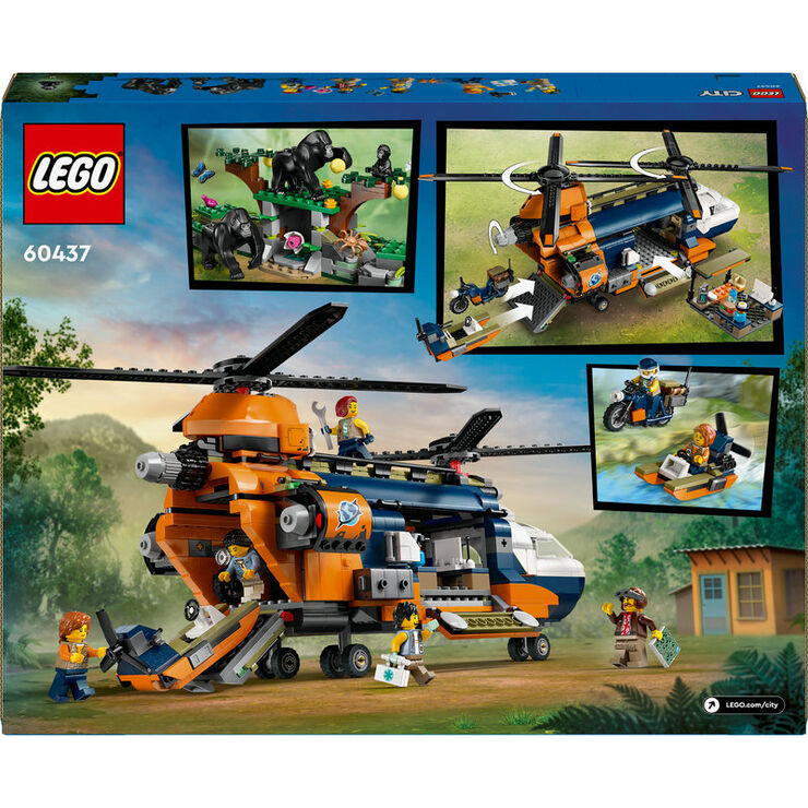 LEGO® City Exploradores de la Jungla: Helicóptero en Campamento Base 60437