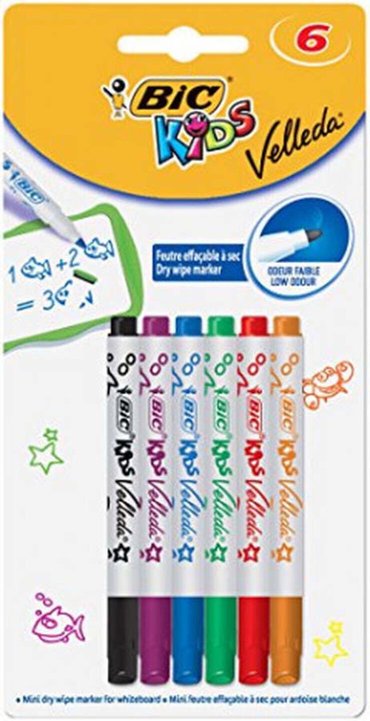 Rotuladores pizarra blanca Bic Kids Velleda 6 colores