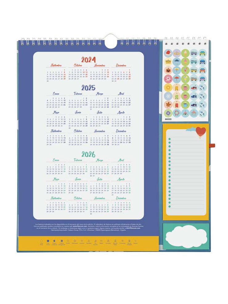 Calendario pared 16 meses Finocam Plus cas 24-25 Familiar