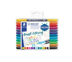 Rotuladores doble punta pincel Staedtler Duo Letter 12 colores