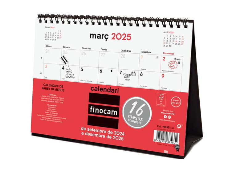 Calendario sobremesa Finocam 16 meses 21x15cm cat 24-25