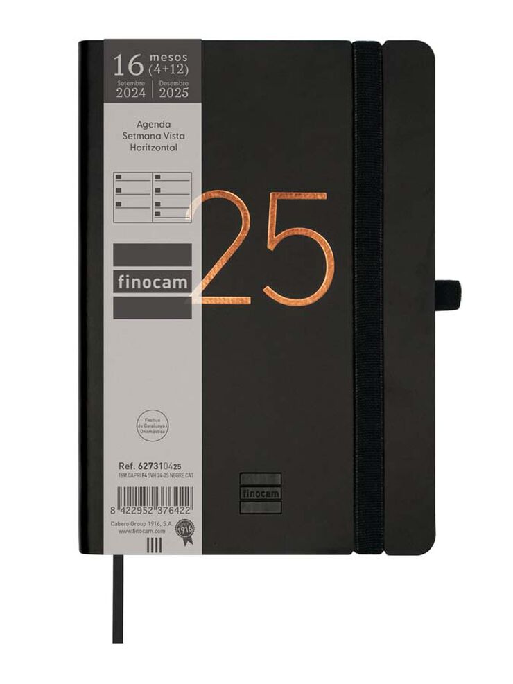 Agenda Finocam 16M Capri F4 sem/vista cat 24-25 negro