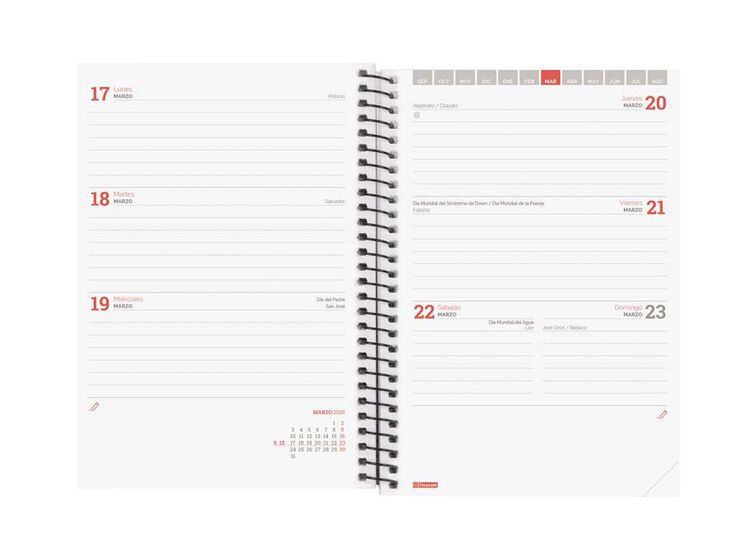 Agenda escolar Finocam espiral E8 setm/vista cas 24-25 blau