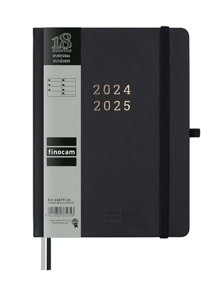 Agenda Finocam 18M M5 sem/vista mult 24-25 negro