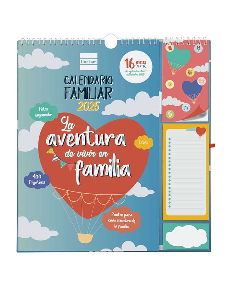 Calendario pared 16 meses Finocam Plus cas 24-25 Familiar