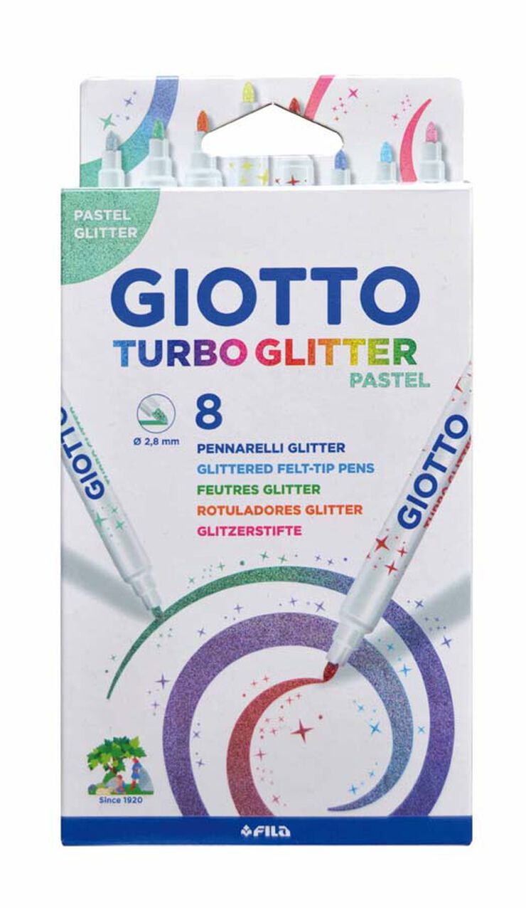 Rotuladores Giotto Turbo Glitter pastel 8 colores