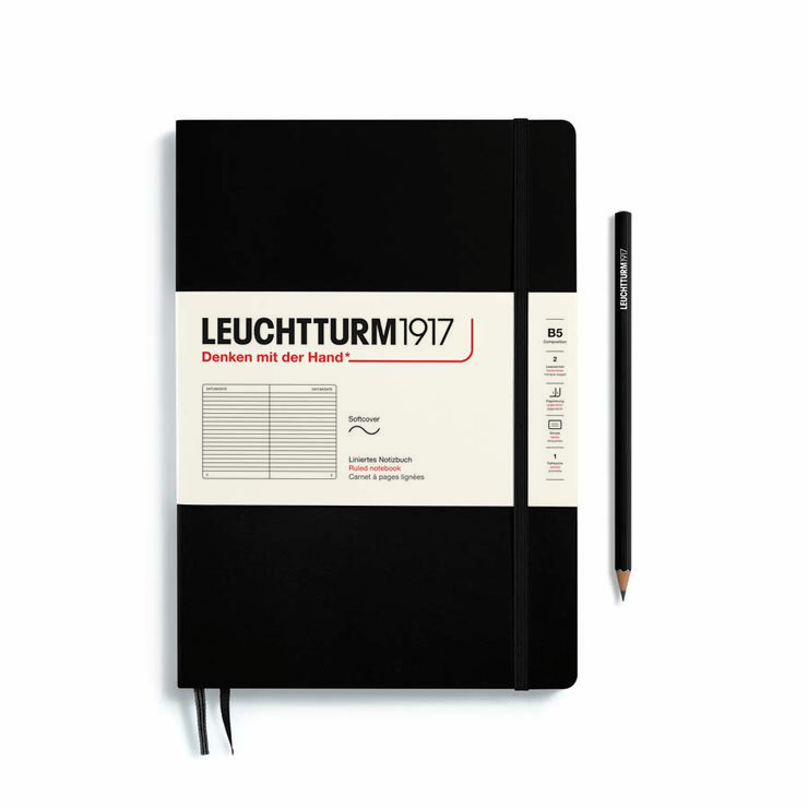 Libreta Leuchtturm B5 tapa blanda raya black