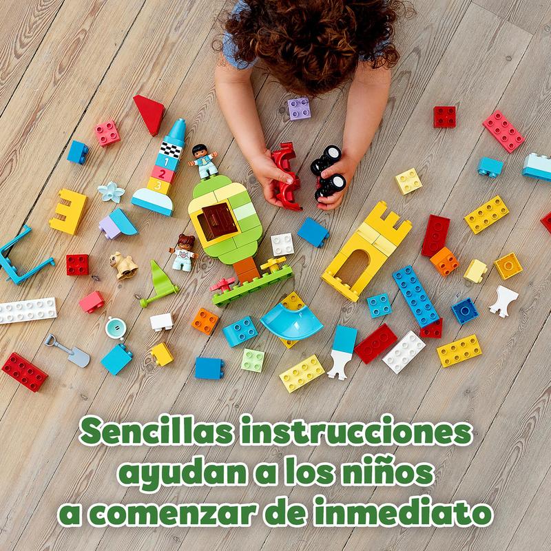  LEGO 10914 DUPLO Classic Deluxe Juego de construcción de caja  de ladrillos con almacenamiento, juguete de aprendizaje de primeros  ladrillos para niños de 1.5 años : Juguetes y Juegos